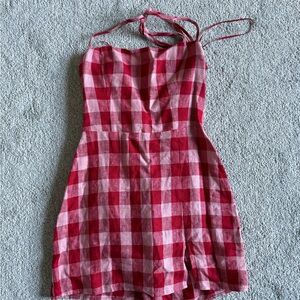 Reformation Red and Pink Plaid Dress
